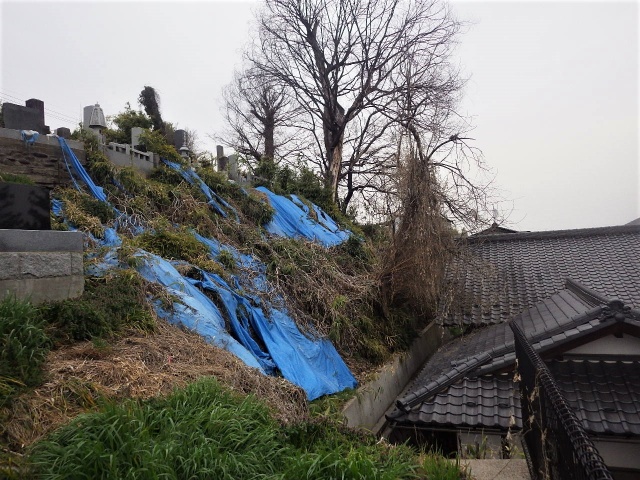 急傾斜地崩壊対策工事　長野市小市 称名寺上